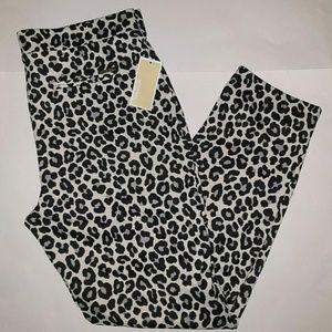 MICHAEL KORS Women`s Stretch pants MK logo Leopard print